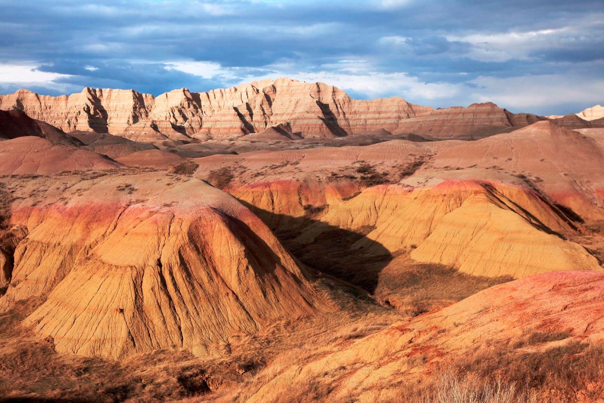 Colorful eroded mountains of Badlands National Park South Dakota