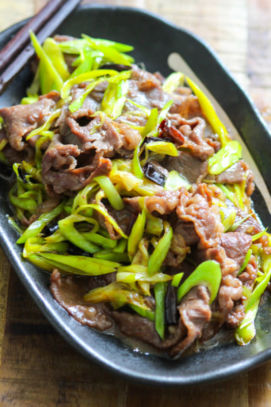 <p>Spice the Plate</p><p>This stir fried beef and leeks served with rice makes a deliciously tasty meal.</p><p><strong>Get the recipe: <a href="https://www.spicetheplate.com/beef/stir-fried-beef-with-leeks/" rel="nofollow noopener" target="_blank" data-ylk="slk:Stir Fried Beef with Leeks;elm:context_link;itc:0;sec:content-canvas" class="link "><em>Stir Fried Beef with Leeks</em></a></strong></p>