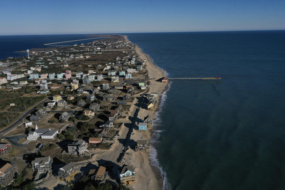 The beach, shown in 2023, is rapidly eroding along the shoreline adjacent to Ocean Drive.