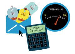 Price tag and calculator illustration