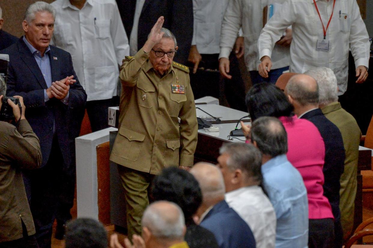 <span class="caption">With Raul Castro's resignation as first secretary of the Communist Party, the Castro era is officially over in Cuba.</span> <span class="attribution"><a class="link " href="https://www.gettyimages.com/detail/news-photo/cuban-first-secretary-of-the-communist-party-and-former-news-photo/1189655929?adppopup=true" rel="nofollow noopener" target="_blank" data-ylk="slk:Yamil Lage/AFP via Getty Images;elm:context_link;itc:0;sec:content-canvas">Yamil Lage/AFP via Getty Images</a></span>