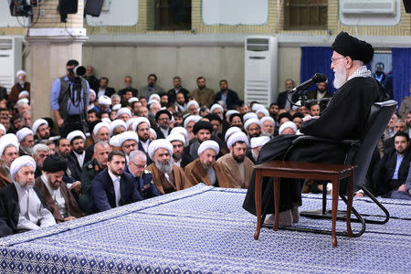 Iran's Supreme Leader Ayatollah Ali Khamenei meets with people of Qom, in Teheran, Iran, January 9, 2019. Official Khamenei website/Handout via REUTERS