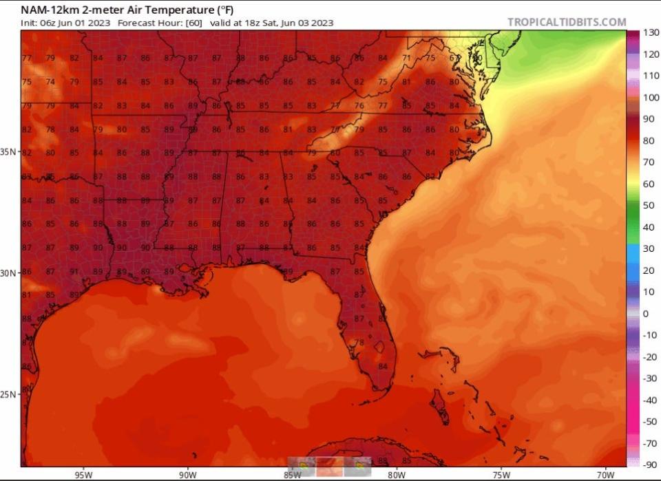 Temperatures will warm on Saturday, then cool on Sunday as a front arrives.