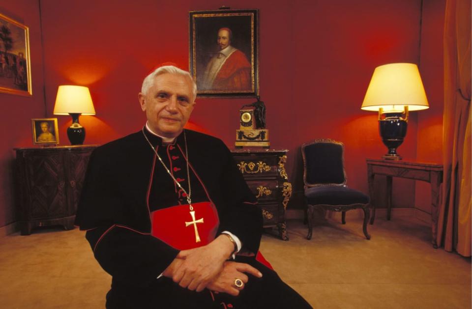 <div class="inline-image__caption"><p>Joseph Ratzinger in the Academy of Sciences, moral and politic in Paris, France on Nov. 8, 1992. </p></div> <div class="inline-image__credit">Raphael Gaillarde/Gamma-Rapho via Getty Images</div>