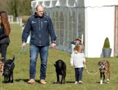 <p>Princess Anne's daughter Zara and her husband Mike are often seen with their three dogs at equestrian events (Zara is an Olympic medal-winning eventing competitor). Their children, Mia and Lena, are clearly very attached to the pups.</p>