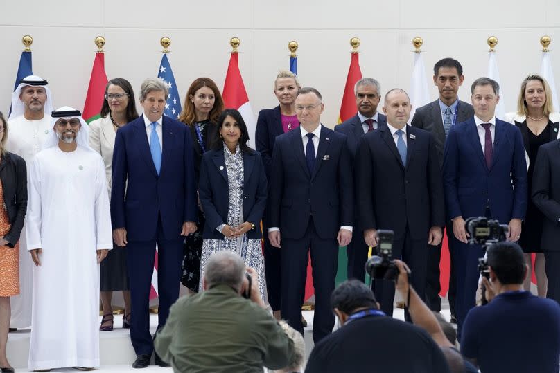 World leaders attend an event in support of tripling global nuclear capacity by 2050 at the COP28 U.N. Climate Summit, Saturday, Dec. 2, 2023, in Dubai, United Arab Emirates.