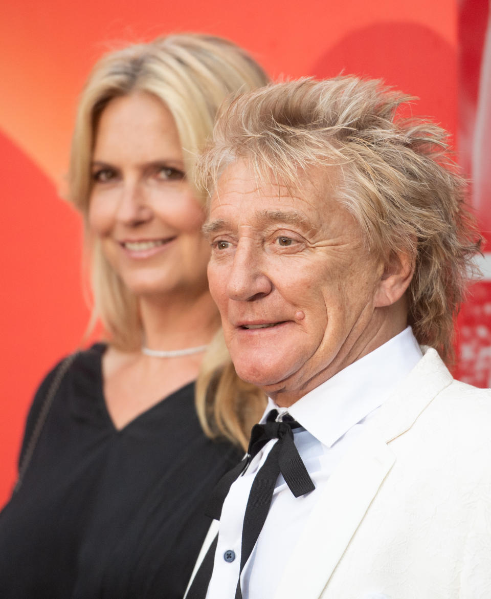 LONDON, ENGLAND - SEPTEMBER 14: Penny Lancaster and Rod Stewart attend the Sun's Who Cares Wins Awards 2021 at The Roundhouse on September 14, 2021 in London, England. (Photo by Samir Hussein/WireImage)