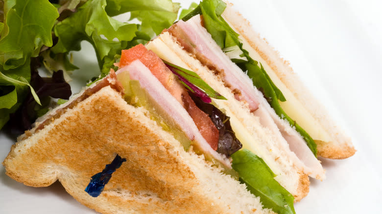 Club sandwich with lettuce