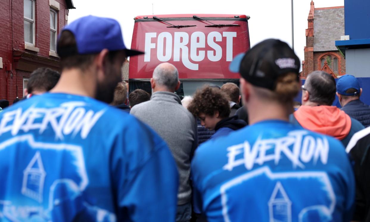<span>At least the Nottingham Forest bus arrived at Everton without any controversy. </span><span>Photograph: Alex Livesey/Getty Images</span>