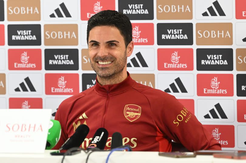 Mikel Arteta faces the press ahead of Arsenal's game against Everton