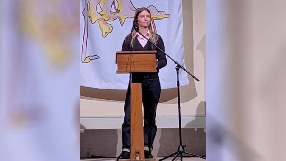 PHOTO: Chelsea Manning, the former Army intelligence officer who served prison time for releasing a trove of classified documents in 2010, spoke on Jan. 1, 2024, at the Poetry Project’s 50th Annual New Year’s Day Marathon in New York City. (William Hutchinson/ABC News)