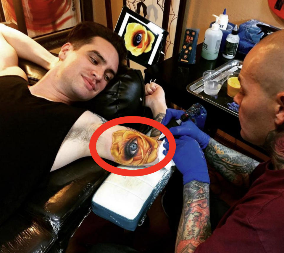 Closeup of Brendon Urie's tattoo