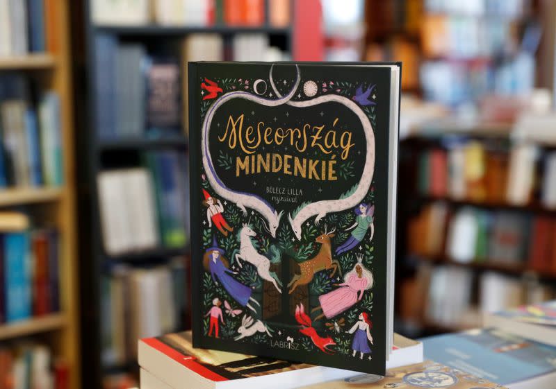 "Wonderland is for everyone" is pictured at a bookstore in Budapest