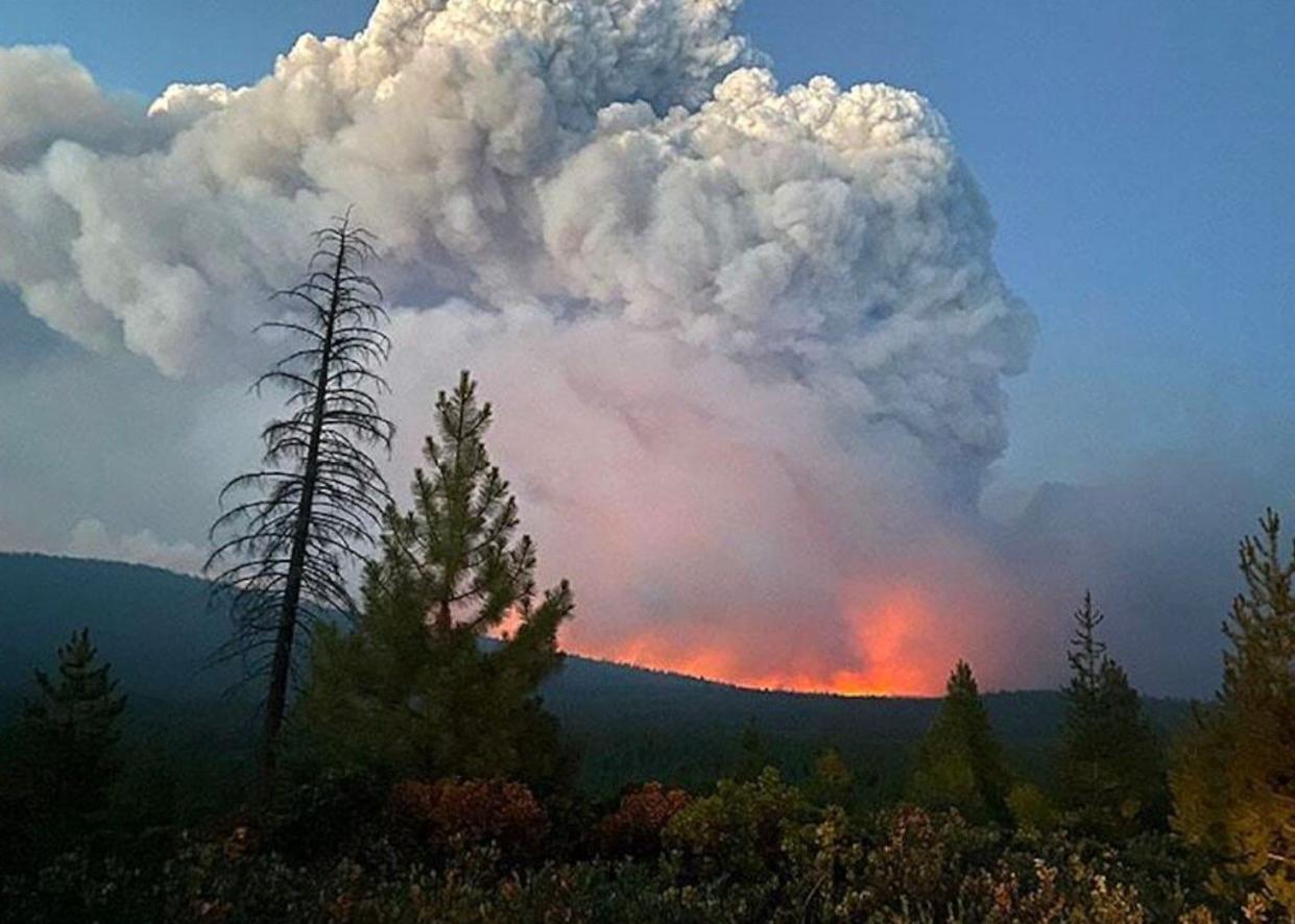 Pyrocumulonimbus clouds from the Bootleg Fire in Klamath County, Oregon in July 2021.