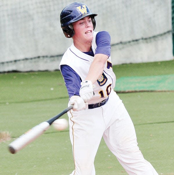 Watertown Post 17’s Tanner Neale connects with a pitch against Sioux Falls West during a first-round game in the 2011 state Class A American Legion baseball tournament at Yankton.