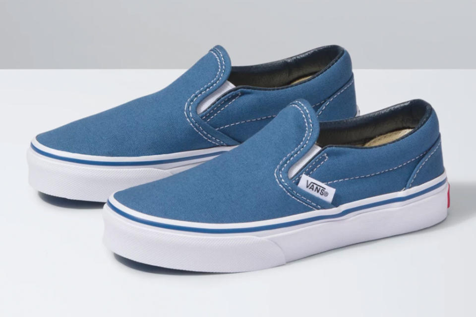 kids shoes, slip on, blue, laceless, vans