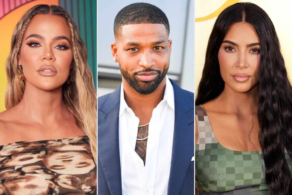 <p>SHEIN X 100K Challenge 2021/Getty; George Pimentel/Getty; Antoine Flament/Getty</p> From left: Khloé Kardashian, Tristan Thompson, and Kim Kardashian