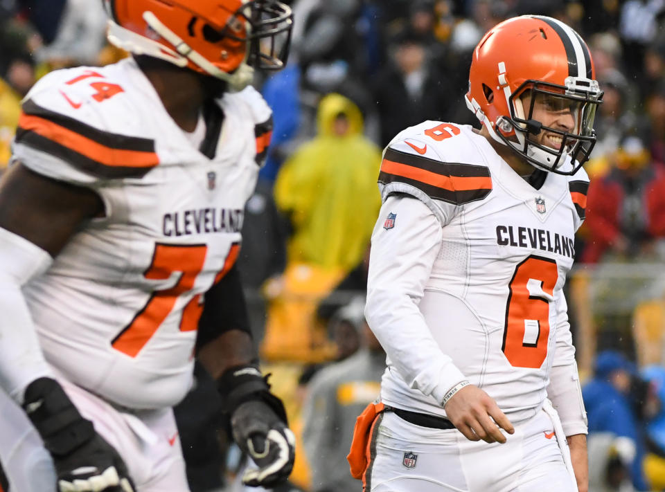 Baker Mayfield has built a solid reputation for caring about his offensive linemen. (Getty Images)