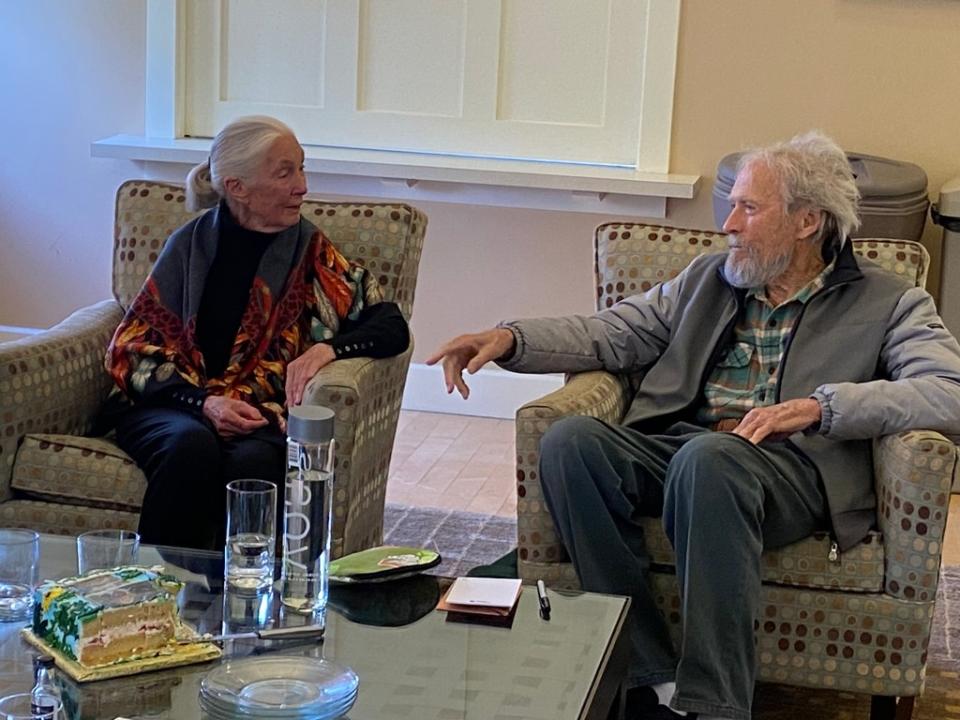 Jane Goodall and Clint Eastwood chatted amiably at a VIP meeting about an hour before Goodall’s talk for the Wildlife Conservation Network in Carmel, Calif. Obtained by The New York Post/Page SIx