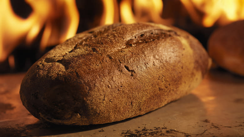 pumpernickel pictured in oven