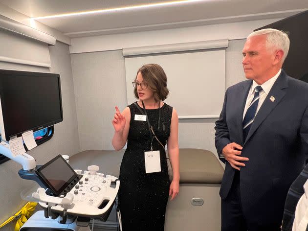 Pence, long a foe of Roe v. Wade, tours Carolina Pregnancy Center's mobile ultrasound unit in Spartanburg on Thursday. 