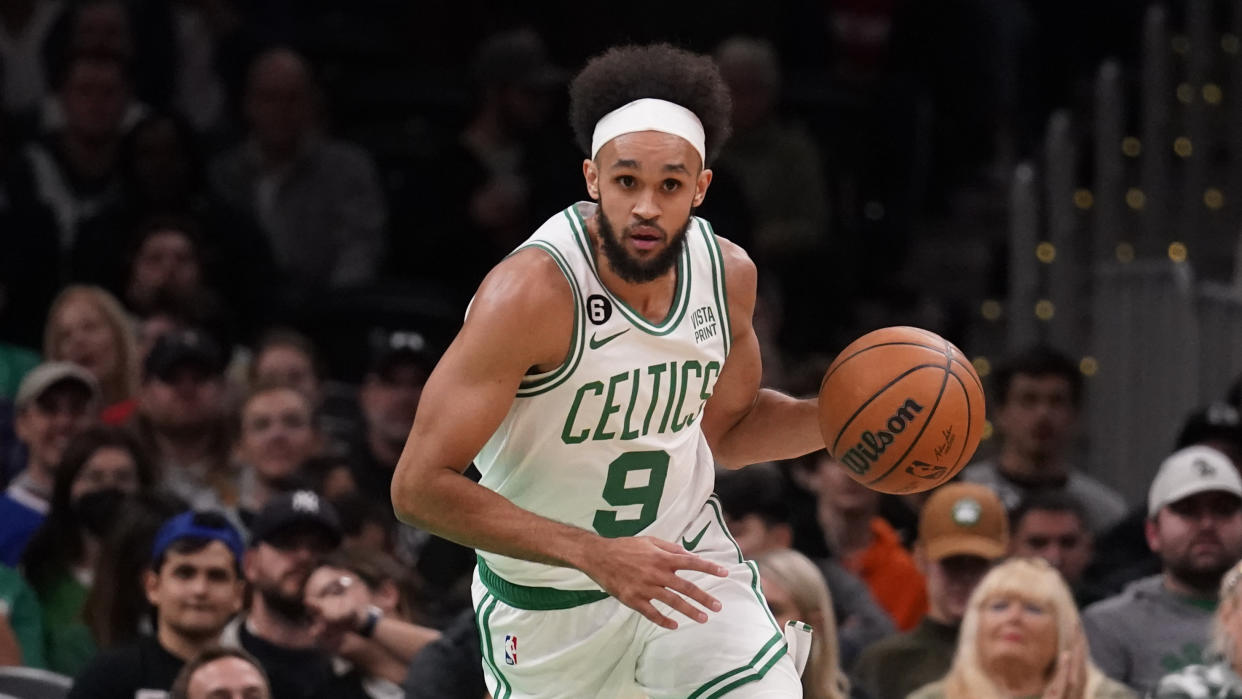 Boston Celtics guard Derrick White is being overlooked by fantasy managers. (AP Photo/Charles Krupa)