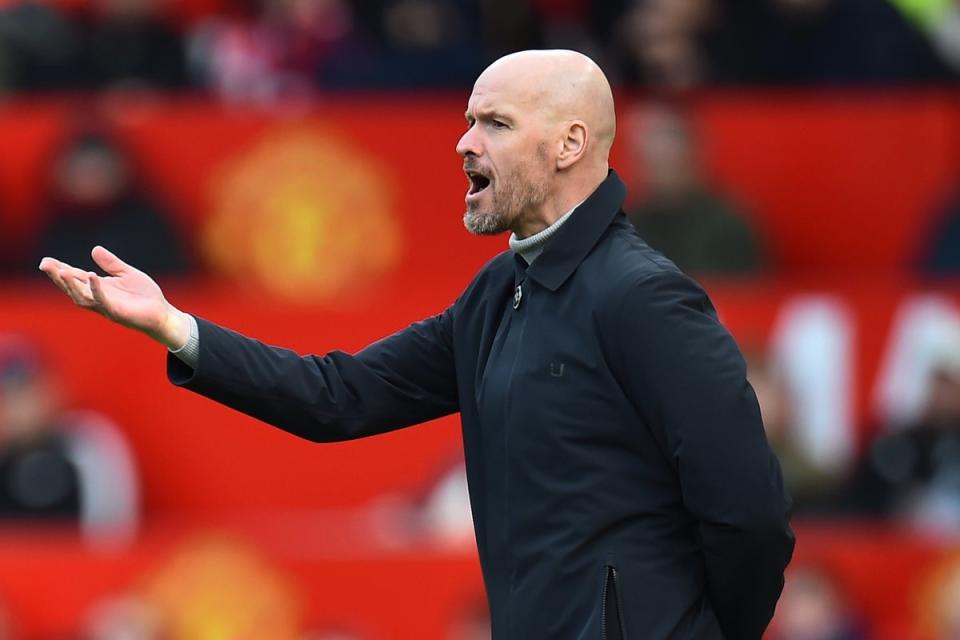 Erik ten Hag was unimpressed with Man Utd’s first-half display in the win over Leicester  (EPA)