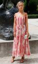 <p>Lady Amelia Windsor donned a cold-shoulder dress to the Christian Dior haute couture show in Paris on 2 July. <em>[Photo: Getty]</em> </p>