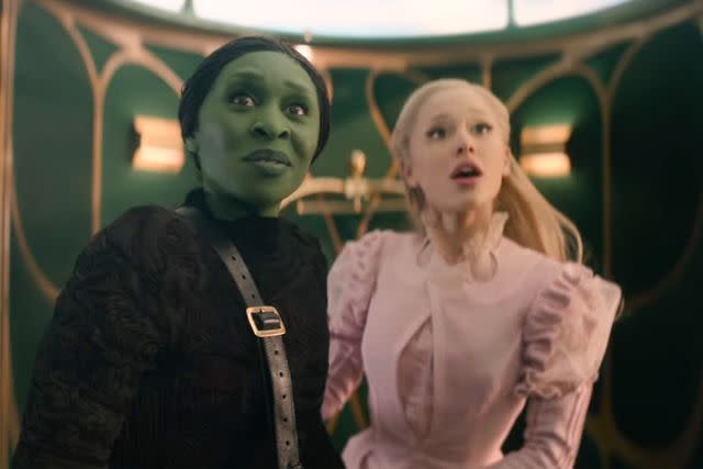 <p>Universal Pictures</p> Ariana Grande and Cynthia Erivo in 'Wicked' trailer