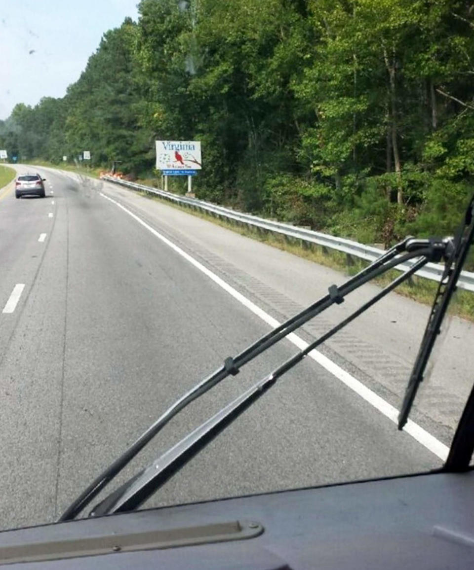 View of the Virginia state sign on the road. (Courtesy Mimi Evans)