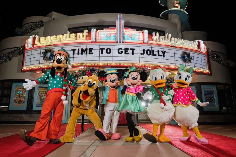 Mickey Mouse, Minnie Mouse and friends are donning new outfits exclusively for Disney Jollywood Nights, a new separately ticketed event at Disney’s Hollywood Studios taking place select nights through Dec. 20, 2023.