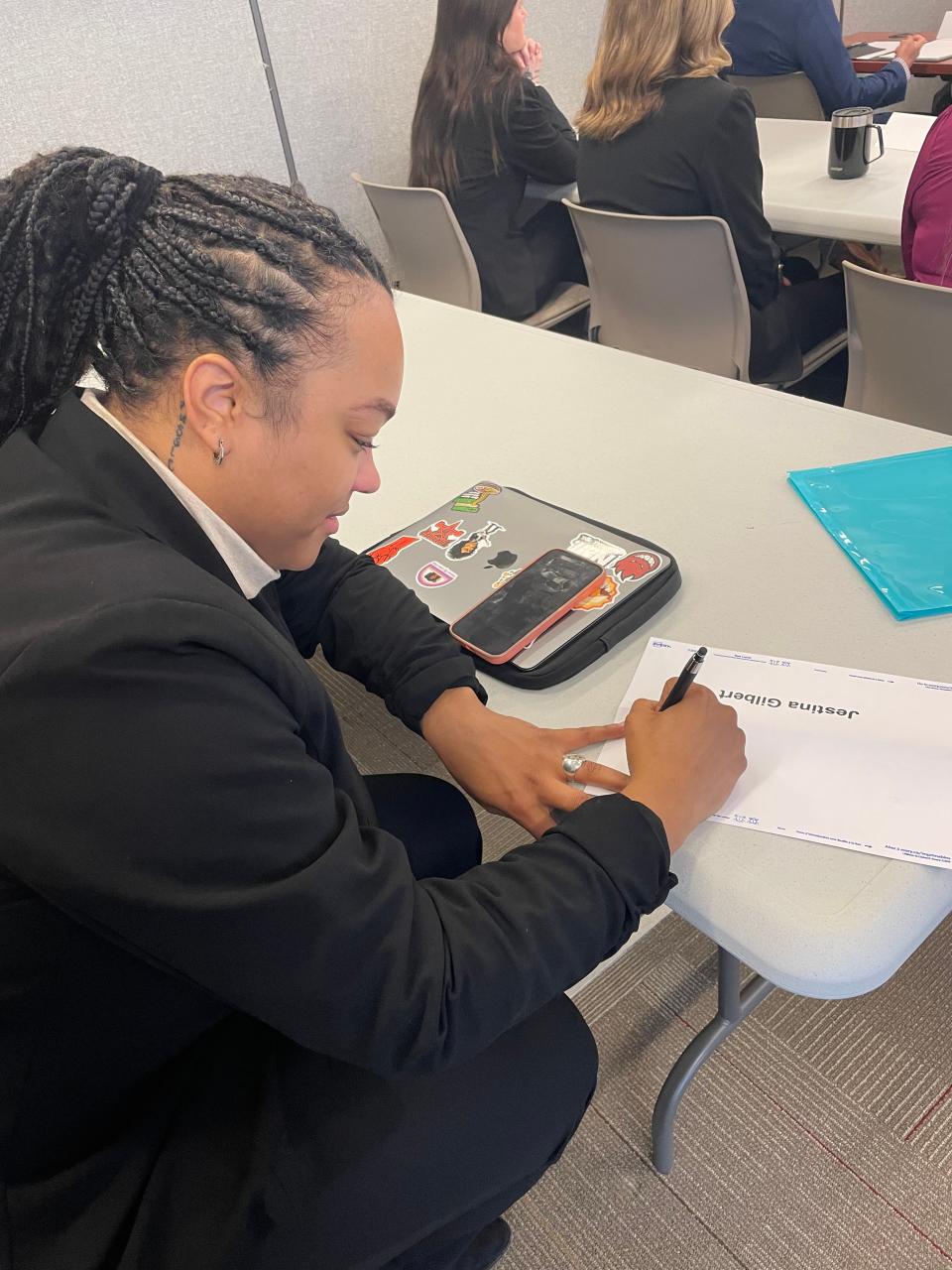Glastonbury resident Jestina Gilbert was one of 23 civilian participants taking part in a Law Enforcement Council of Connecticut seminar in Norwich on Saturday.