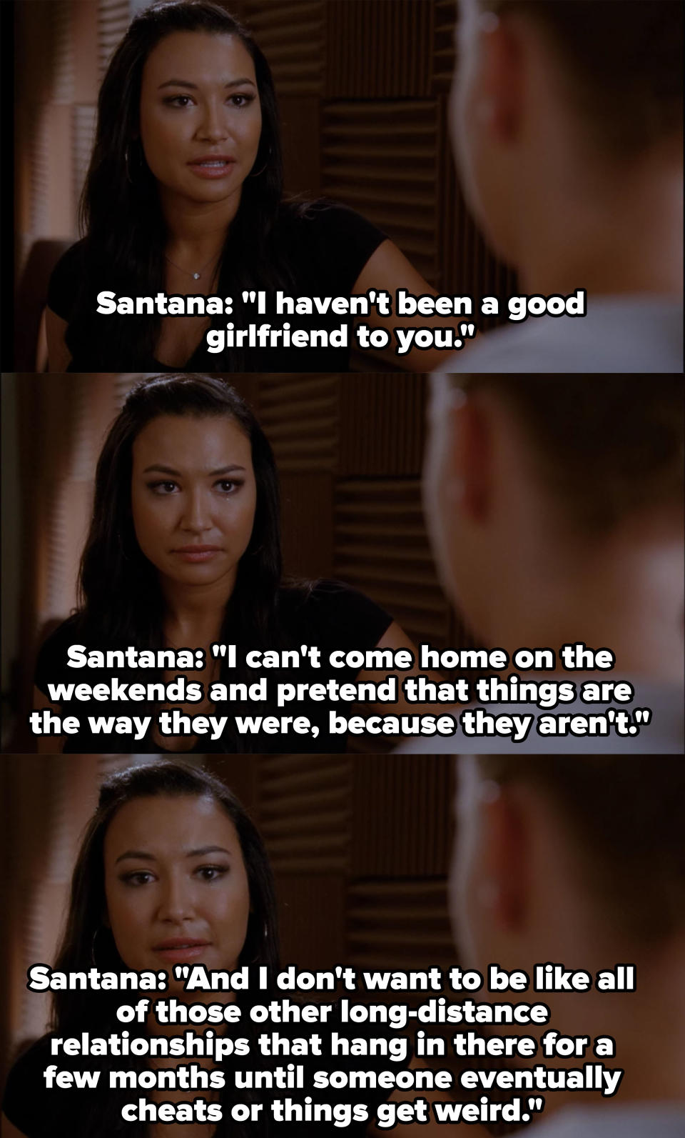 Santana says she hasn't been a good girlfriend to Brittany and doesn't want them to be unhappy trying to make this long-distance relationship work