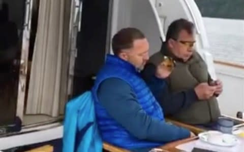 Mr Deripaska is seen speaking to Mr Prikhodko in footage posted by Ms Vashukevich - Credit: Instagram