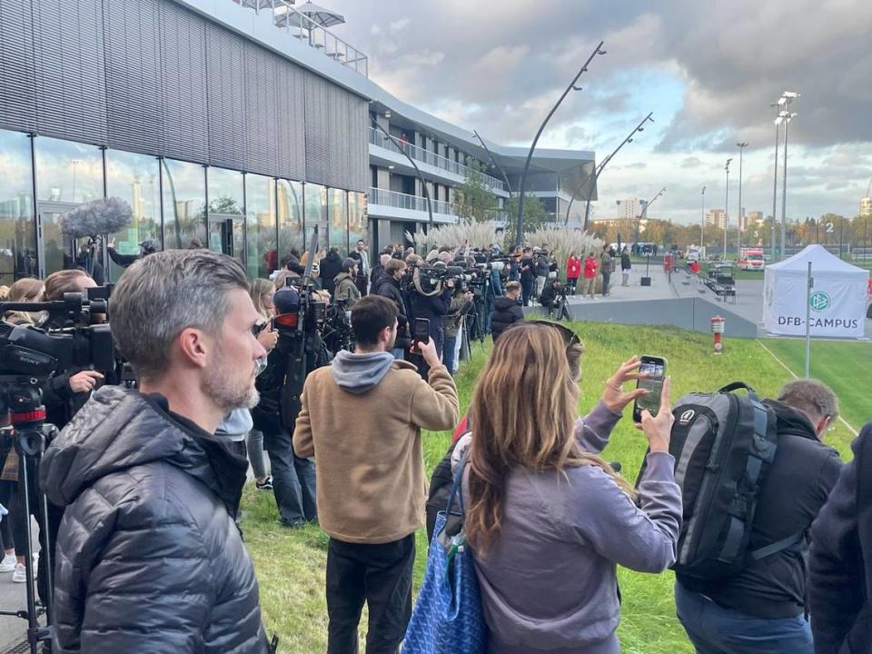 The Kansas City Chiefs practice in Frankfurt, Germany brought out a large contingent of media before their game against the Miami Dolphins. Sam McDowell/The Kansas City Star