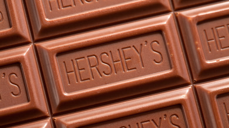 close up Hershey's chocolate bar