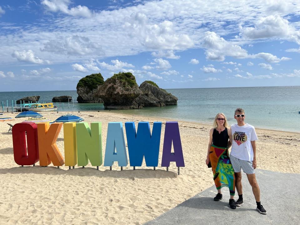 tina in okinawa by the beach