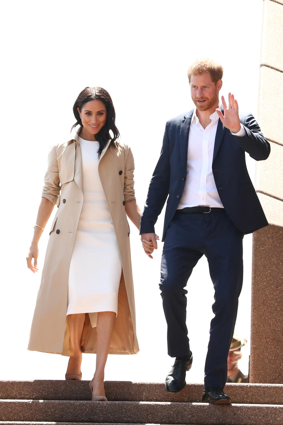 The couple held hands as they came down the stairs of the Sydney Opera House. Source: Getty