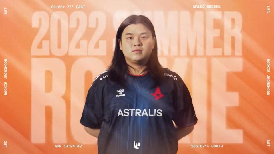 Jeonghoon of Astralis is named the 2022 Rookie of the Season for Summer. (Photo: Riot Games)