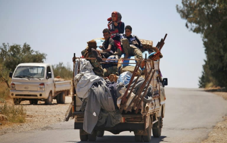 Syrian civilians flee the government's offensive on rebel-held areas of Daraa province on on June 26, 2018, many of them unsure where to go