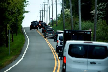 President Trump departs in his motorcade after a weekend at his golf estate in Bedminster, New Jersey, in May. REUTERS/Jonathan Ernst