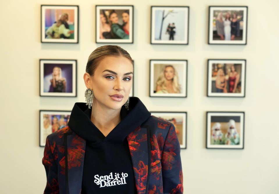 Lala Kent, a cast member of the Bravo reality series "Vanderpump Rules," poses for a portrait at her office in Los Angeles on Tuesday, May 30, 2023. (AP Photo/Chris Pizzello)