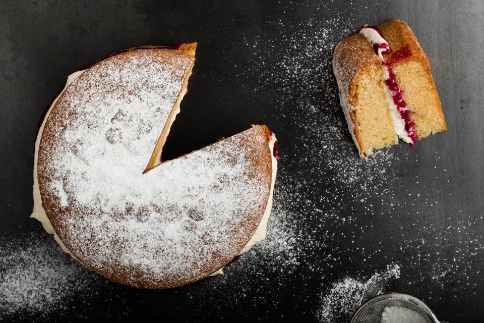 Classic Victoria sandwich, traditional afternoon tea sponge cake. Photo: Getty