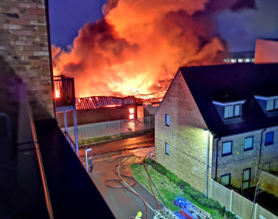 <em>The huge blaze broke out at UCC Coffee’s roastery in Dartford, Kent at around 5.30am on Thursday (Picture: Keiran Down/PA Wire)</em>