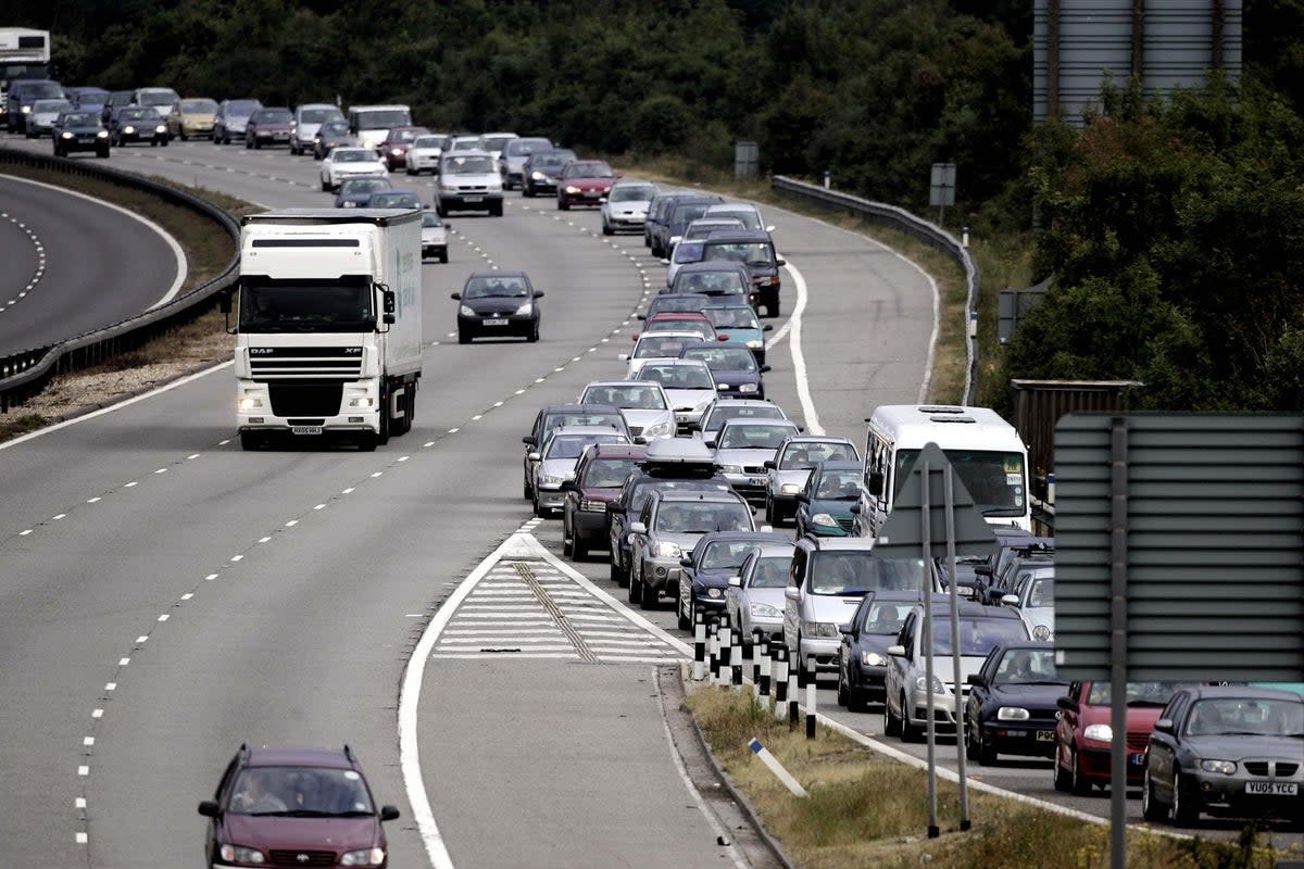 Traffic queues on the M23 turn off to get to Gatwick Airport (stock image) (PA)