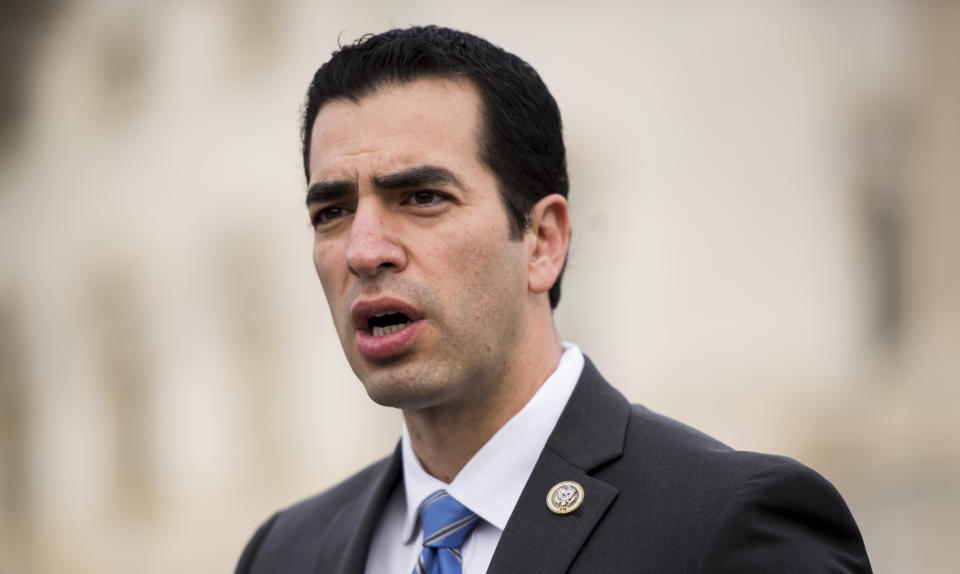 Rep. Ruben Kihuen, D-Nev., holds a news conference at the Capitol on Wednesday, Nov. 1, 2017.