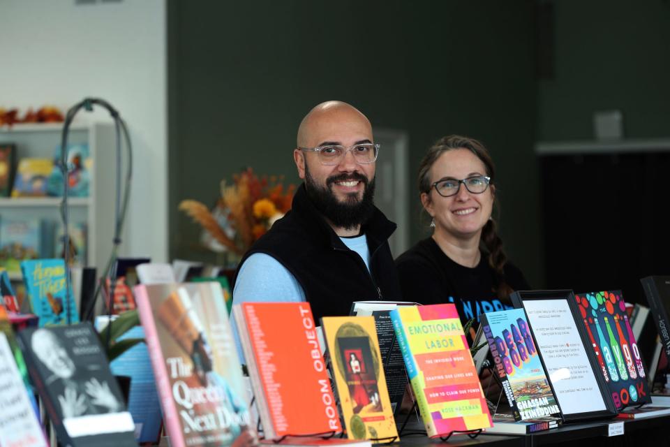 Jay and Sarah Williams owners of Next Chapter Books in their new store on East Warren Ave. Thursday, Nov 09, 2023. They started as a pop-up and have now opened the store on part of the renovated East Warren corridor.