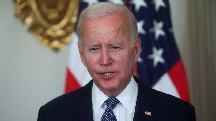 President Biden speaks at the White House on Aug. 16. 