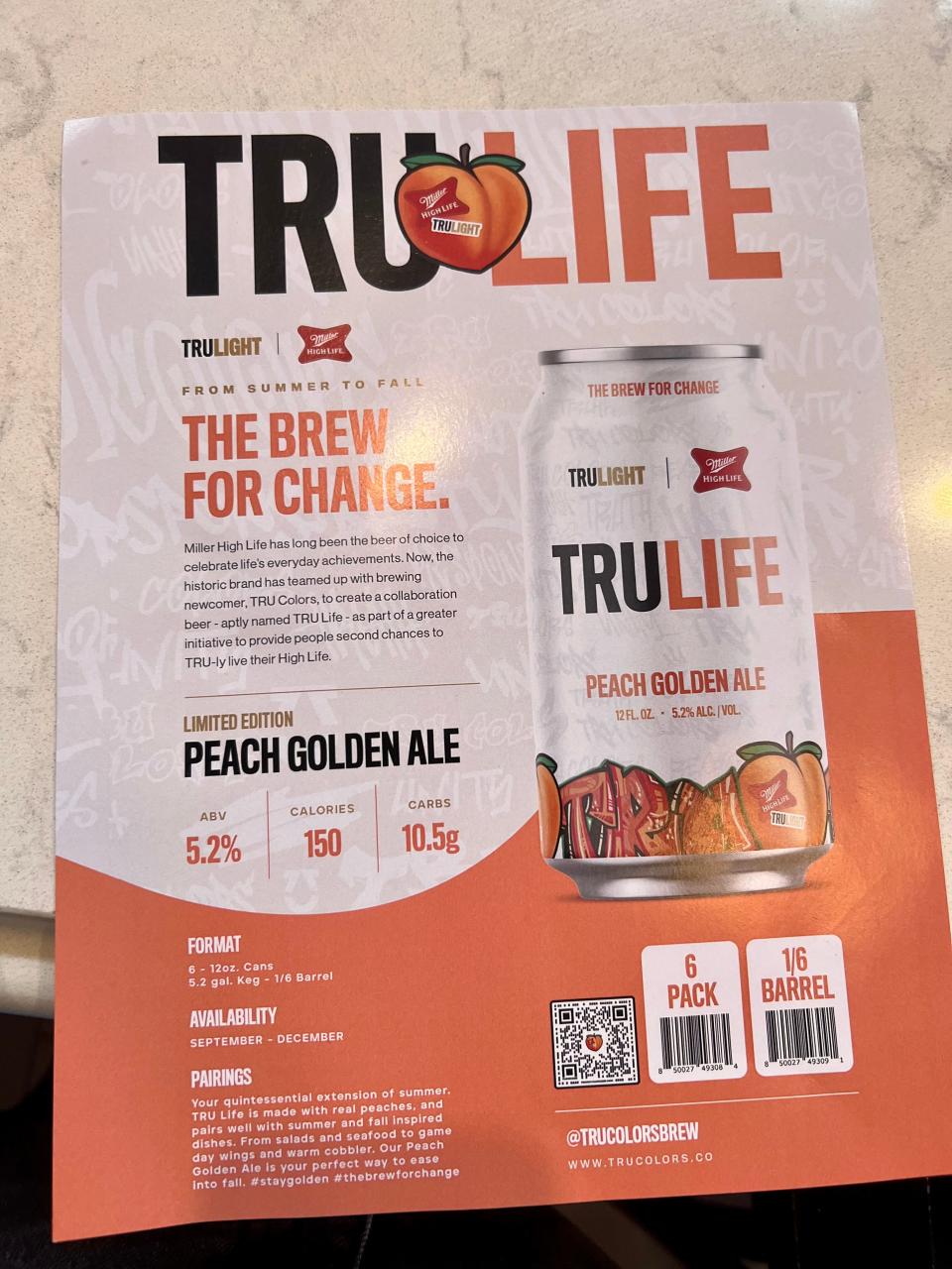 A flyer advertising TRU Life, TRU Colors latest beer that was set to launch in mid-September. The brewery announced it would close its doors Sept. 9.