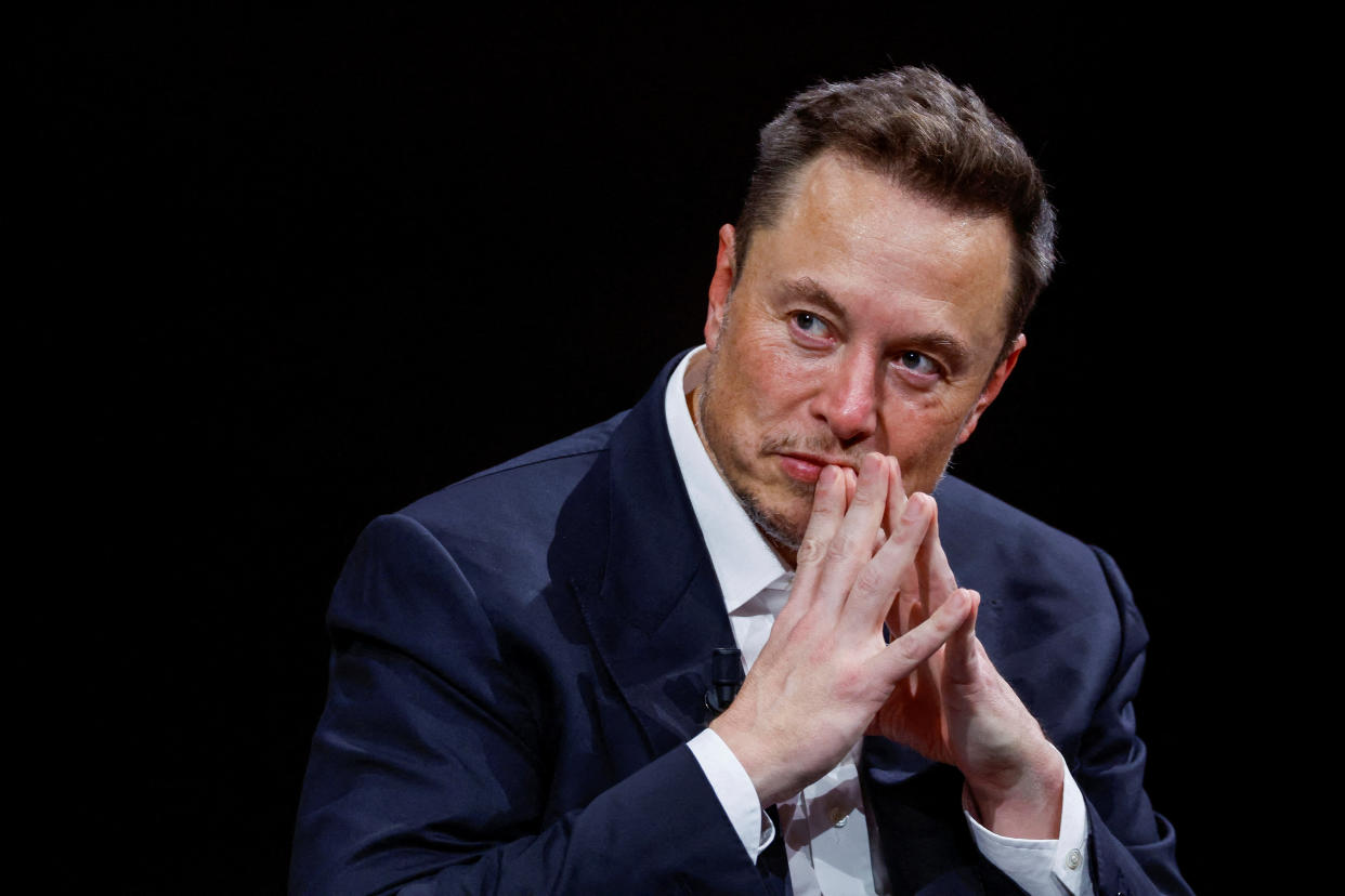 Elon Musk, Chief Executive Officer of SpaceX and Tesla and owner of Twitter, gestures as he attends the Viva Technology conference dedicated to innovation and startups at the Porte de Versailles exhibition centre in Paris, France, June 16, 2023. REUTERS/Gonzalo Fuentes     TPX IMAGES OF THE DAY